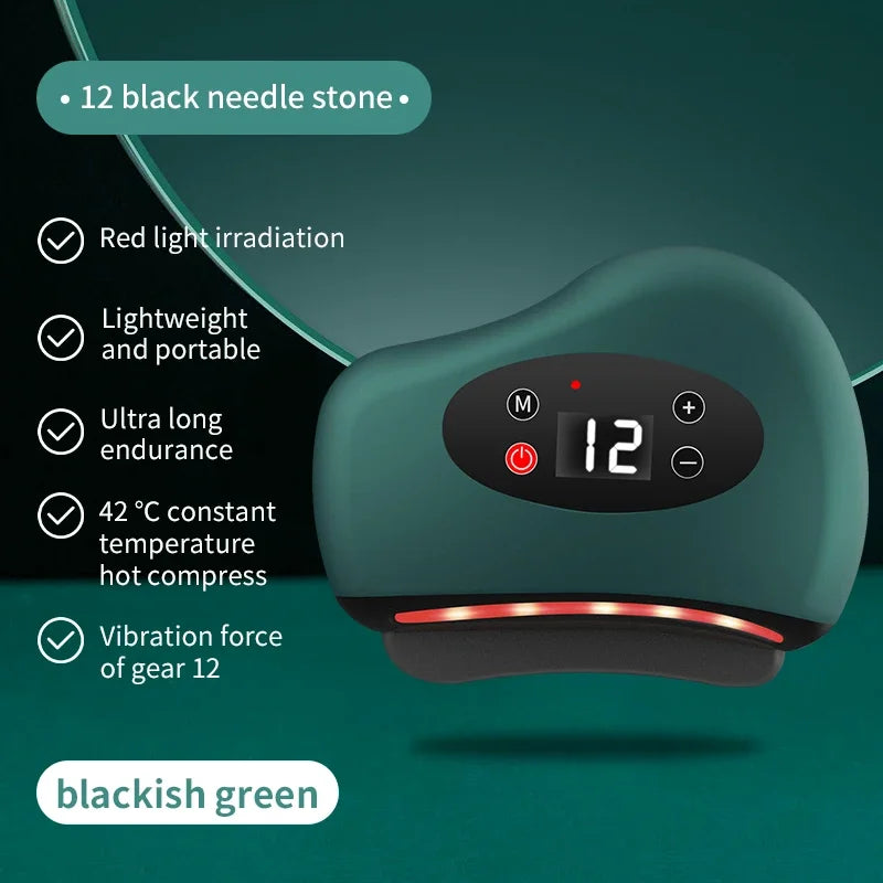 Electric Guasha Massager Hot Compress Eye Massager Stone Heating Vibration Scraping Neck Face Skin Lifting Removal Wrinkle Tool