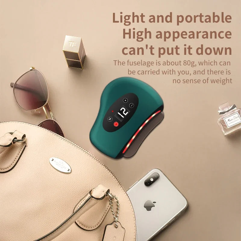 Electric Guasha Massager Hot Compress Eye Massager Stone Heating Vibration Scraping Neck Face Skin Lifting Removal Wrinkle Tool